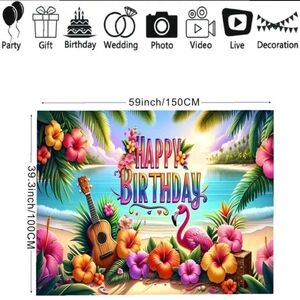 SHEIN Vibrant Tropical Birthday Backdrop - Pink and Green